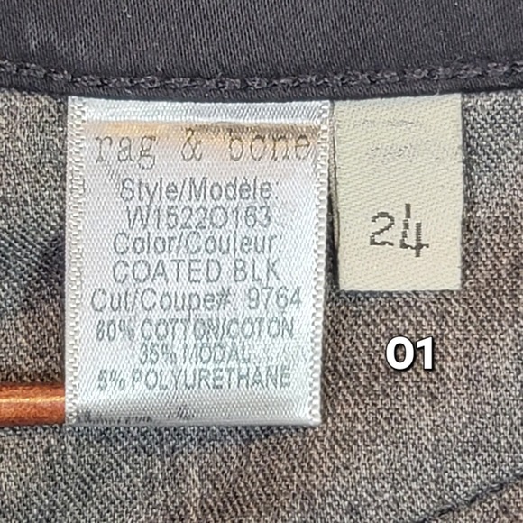 Rag & Bone Black Moto Cigarette Jeans Waxed Black Punk Goth Bikercore 28x30 24 - Picture 8 of 9